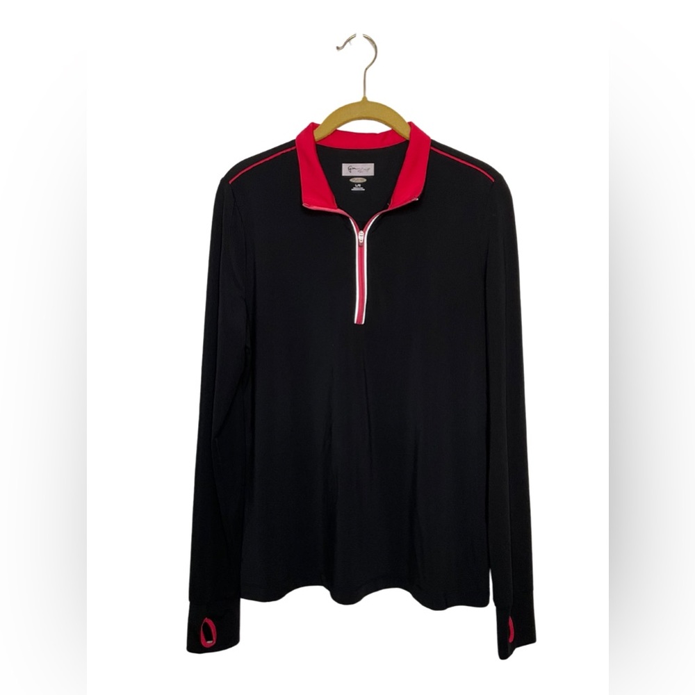 Greg Norman Collection Women's Long Sleeve Black & Pink Half Zip Top Size Large